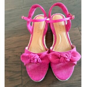 Talbots Pamela Bow Espadrille Wedge Sandals Azalea Pink Womens 6.5M 232041742